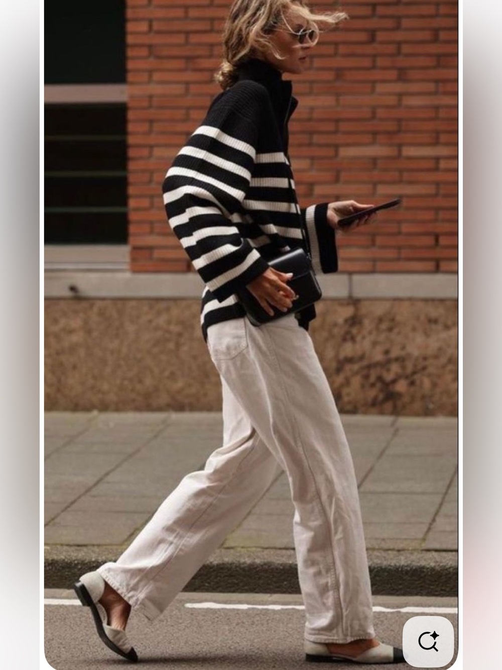 GAP 100% Cotton Black and White Striped Roll Neck Sweater